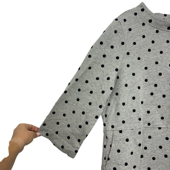 Boden Livia Gray Polkadot Sweatshirt Dress 3/4 sleeves Women's size 12 R - Picture 3 of 7